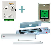 Connection of Automatic Door Opener with Exit Button and Maglock