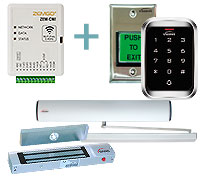 Connection of Automatic Door Opener with Keypad/Reader Exit Button and Maglock