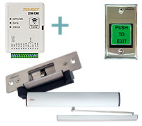Connection of Automatic Door Opener with Exit Button and Electric Strike (NC)
